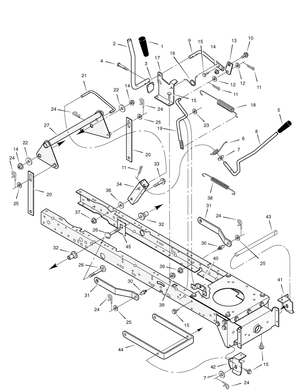 Mower Housing Suspension Diagram and Parts List for 385002X108B 2007 Briggs and Stratton Lawn Tractor